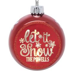 Personalized Let It Snow Glitter Globe Lighted Ornament in Red