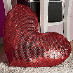 Sequin Heart Decorative Pillow