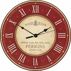 Family's Personalized Roman Numerals Wall Clock