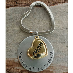 Mom Personalized Hand Stamped Key Chain