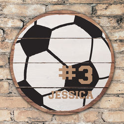 Personalized Round Wood Soccer Wall Sign