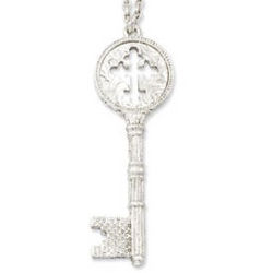Vatican Library Collection Key and Cross Pendant