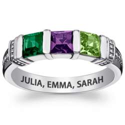 Mother's Sterling Silver Square Birthstone Ring