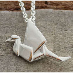 Sterling Silver Origami Paper Crane Necklace