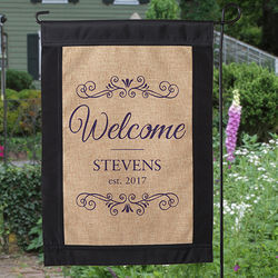 Personalized Welcome Burlap Garden Flag