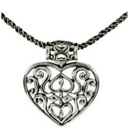 Sterling Silver Bali Heart Necklace