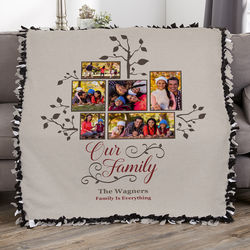 Custom Photo Family Tree 50" x 60" Tie Blanket