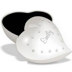 Personalized Mini Heart Ring Box with Rhinestones