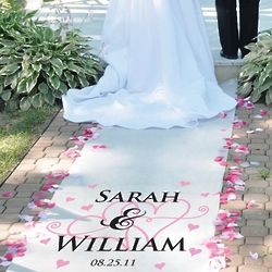 Twin Hearts Personalized Wedding Aisle Runner