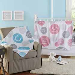 Personalized Polka Dot Birth Info Plush Blanket