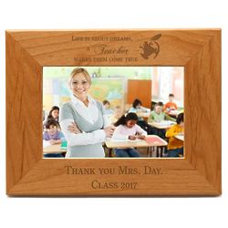 Personalized Teachers Make Dreams Come True Wood Picture Frame