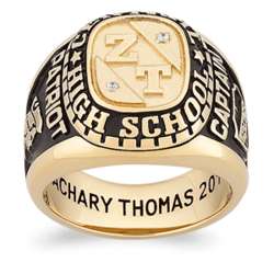 Gold Over Sterling Cubic Zirconia and Initials Men's Class Ring