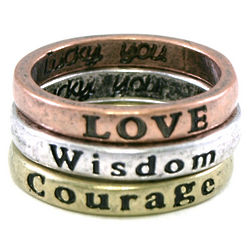 Courage, Wisdom, and Love Stackable Rings