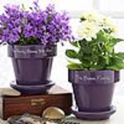 Family Name Personalized Purple Flower Pot