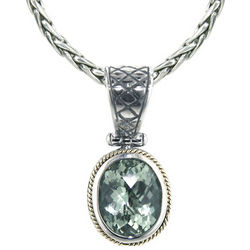 Sterling Silver and Green Amethyst Necklace