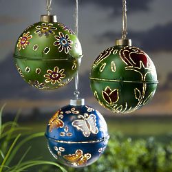 Lighted Metal Ornaments for the Garden
