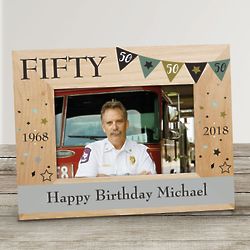 Personalized Birthday Pennant Banner Wood Picture Frame
