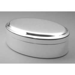 Engraved Silver Plated Oval Jewelry Box