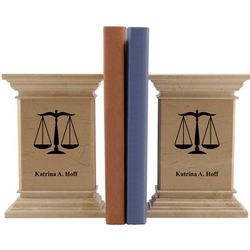 Personalized Natural Marble Scales of Justice Bookends