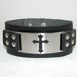 Leather Wriststrap with Cross