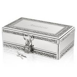 Silver Jewelry Box with Lock and Key