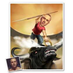 Bull Fighter Personalized Caricature Art Print