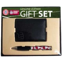 Wisconsin Badgers Leather Wallet and Pen Gift Set