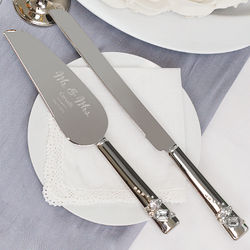 Mr. and Mrs. Cake and Knife Serving Set