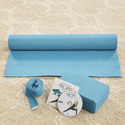 Beginner's Yoga Mat, Brick, Strap, and DVD Kit