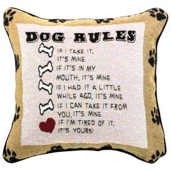 Funny Dog Rules Throw Pillow