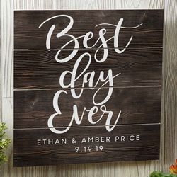 Best Day Ever Personalized 12" x 12" Wooden Shiplap Wall Sign