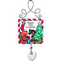 Engravable Baby's First Christmas Stained Glass Ornament