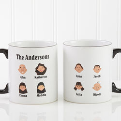 Personalized Illustrated Family Character Coffee Mug