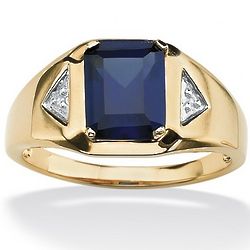 Men's 4-Carat Lab-Created Blue Sapphire Ring