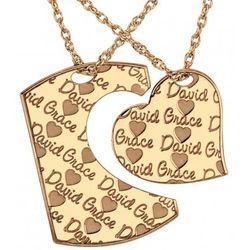 Couples Dogtag and Heart Necklace Set