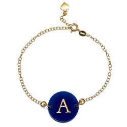 Personalized Initial Acrylic Round Tag Bracelet with Heart