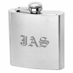 6-Ounce Satin Finish Flask with Engraved Monogram
