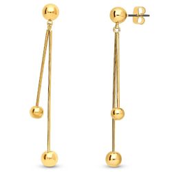 Gold-Tone Ball Bead Bar Dangle Earrings