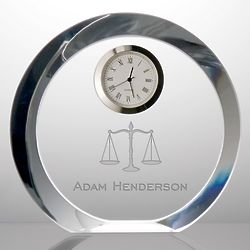 Scales of Justice Personalized Crystal Clock