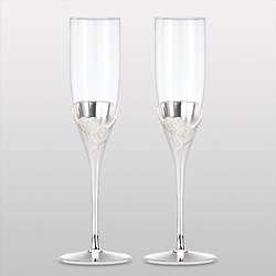 True Love Crystal and Silver Flute Glasses