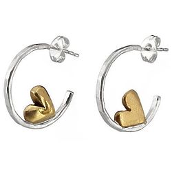 Sleepy Heart Silver and Bronze Hoop Earrings