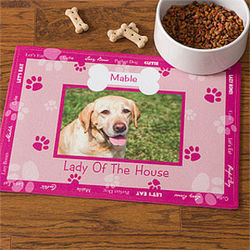 Personalized Throw Me a Bone Pink Dog Bowl Mat