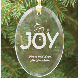 Engraved Christmas Joy Oval Glass Ornament