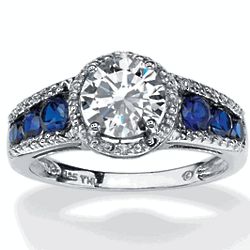 2.31 TCW Round CZ and Sapphire Halo Ring