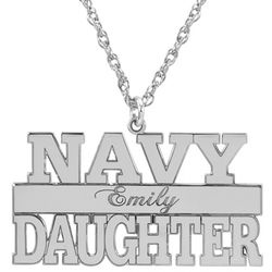 Navy Daughter Personalized Necklace