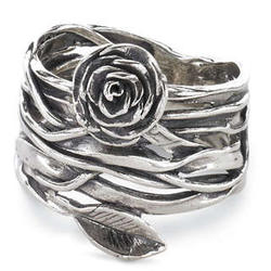Wrapped Rose on the Vine Ring in Sterling Silver