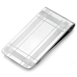 Personalized Sterling Silver Extra Wide Tartan Plaid Money Clip