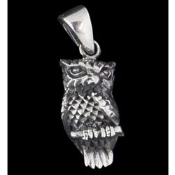 Wisdom and Knowledge Sterling Silver Owl Pendant