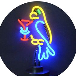 Parrot with Margarita Neon Sculpture