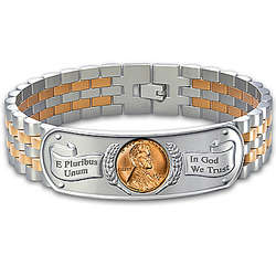 Copper Wheat Penny Men's Stainless Steel Bracelet
